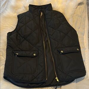 Black Quilted Vest with Gold Accents